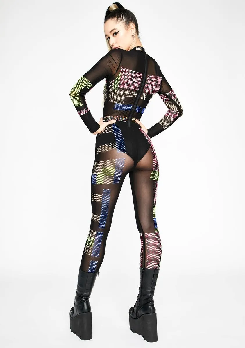 Pixel Prism Rhinestone Jumpsuit sold by Dolls Kill product image thumbnail 4