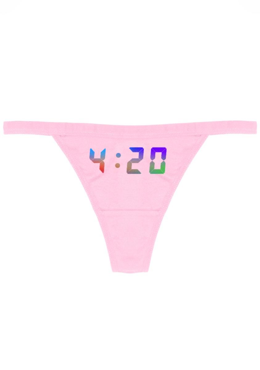 Pink 4:20 Reflective Thong sold by Dolls Kill