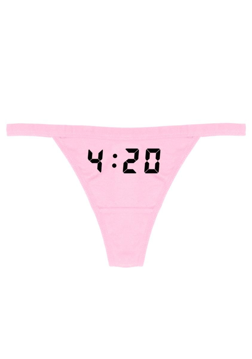 Pink 4:20 Reflective Thong sold by Dolls Kill product image thumbnail 2