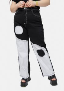 Plus Trippy Dippy Yin Yang Patchwork Twill Pants sold by Dolls Kill