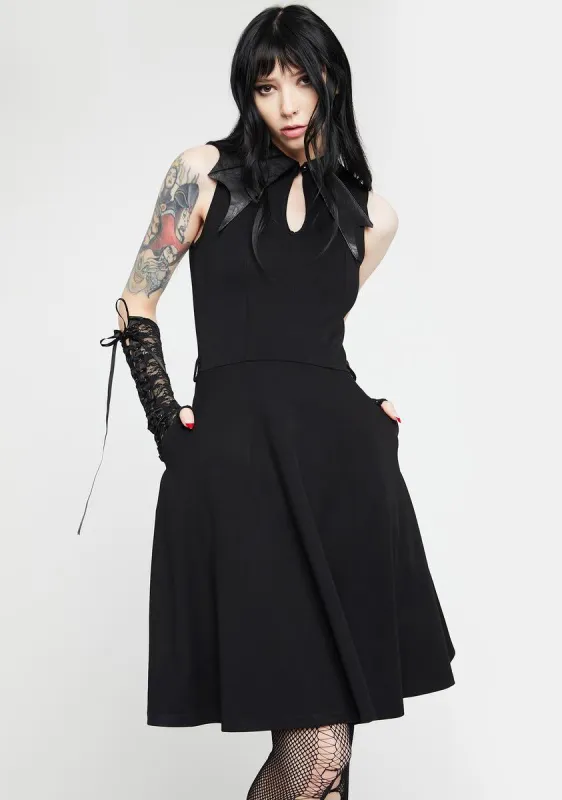 Bat Collar Flare Dress sold by Dolls Kill