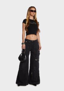 Zip Sweeper Denim Jeans - Charcoal sold by Dolls Kill
