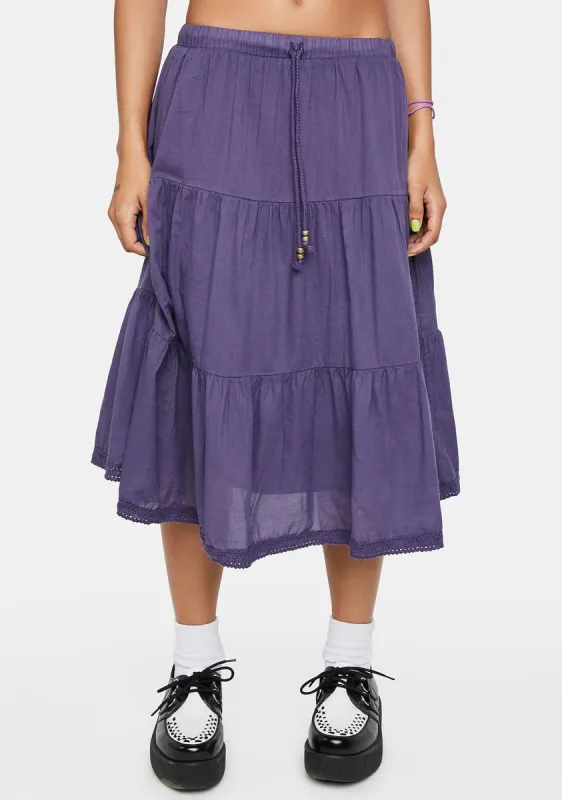 Mist Ruffle Midi Skirt sold by Dolls Kill