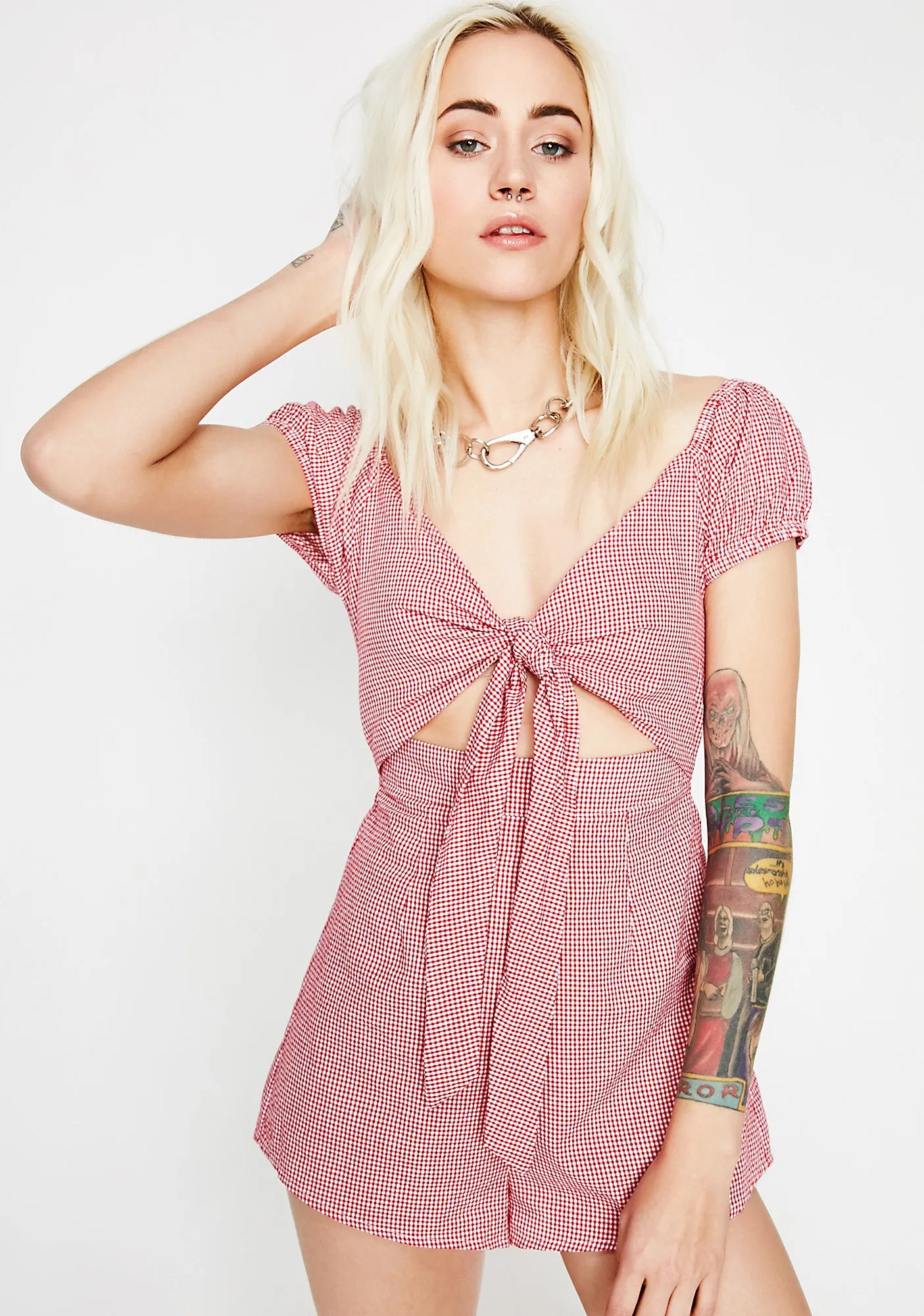 Cry Wolf Gingham Romper sold by Dolls Kill product image thumbnail 4