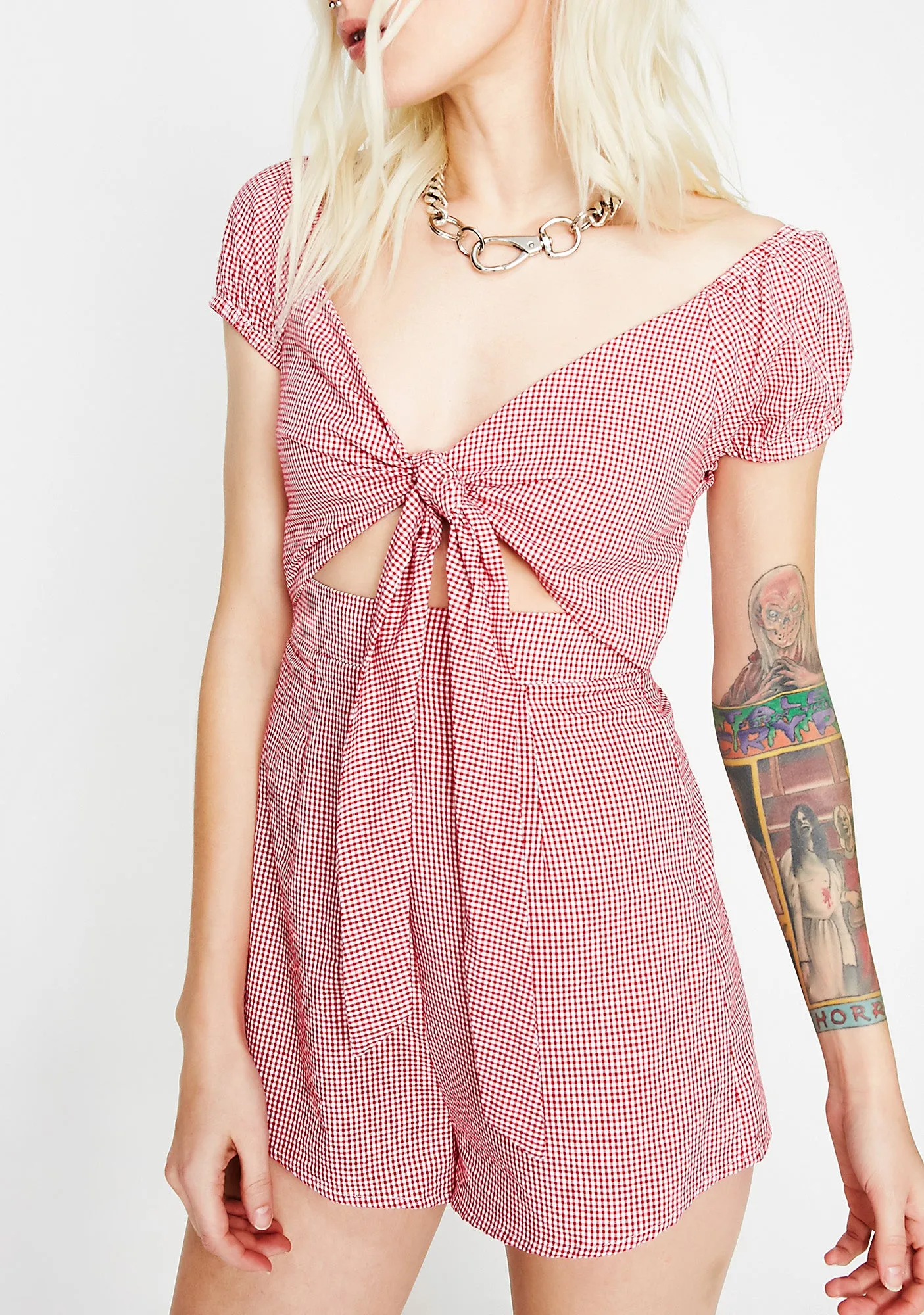 Cry Wolf Gingham Romper sold by Dolls Kill