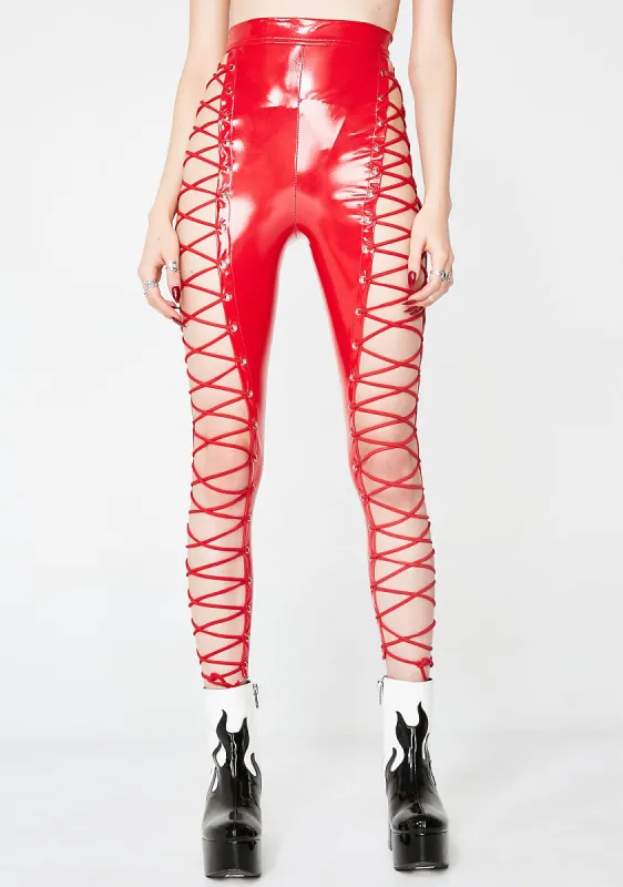 Ring Da Alarm Lace-Up Leggings sold by Dolls Kill