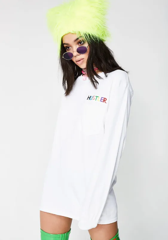 x Hustler Embroidered Pocket Long Sleeve sold by Dolls Kill