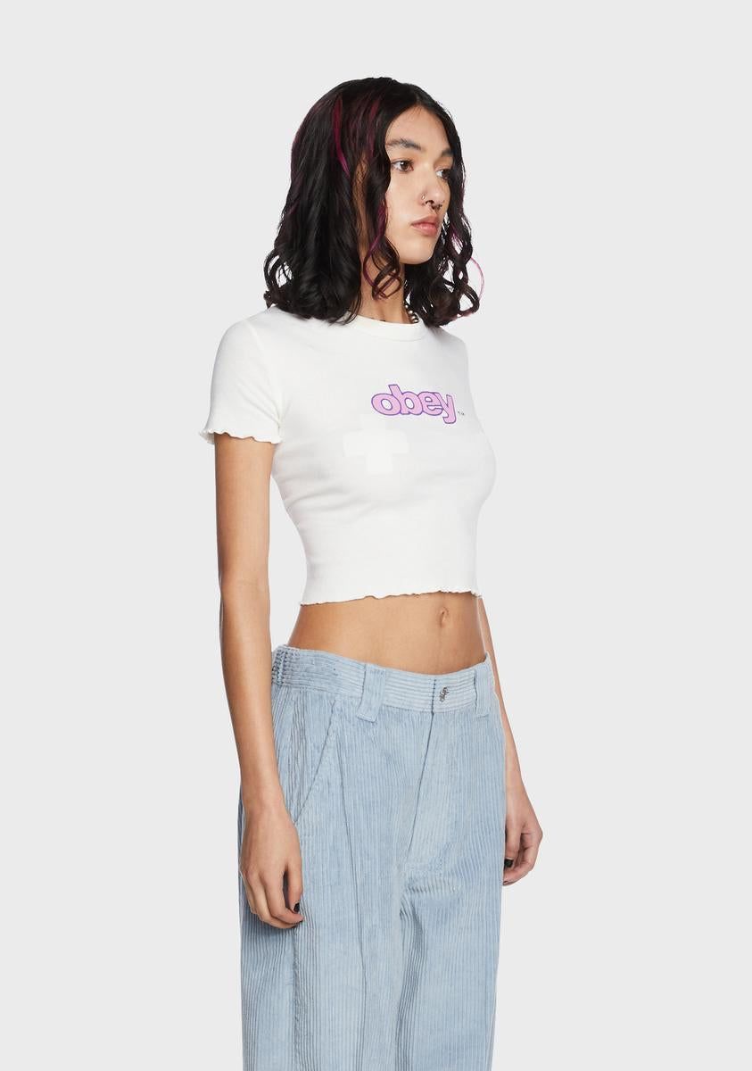 Obey Dino Type Cropped Emma Rib T-Shirt sold by Dolls Kill product image thumbnail 2