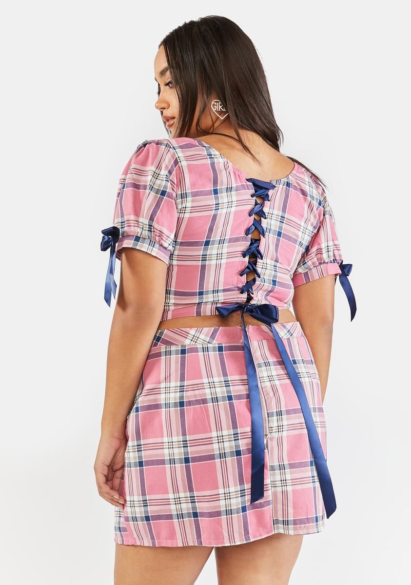 Plus French Exchange Plaid Crop Top sold by Dolls Kill product image thumbnail 4