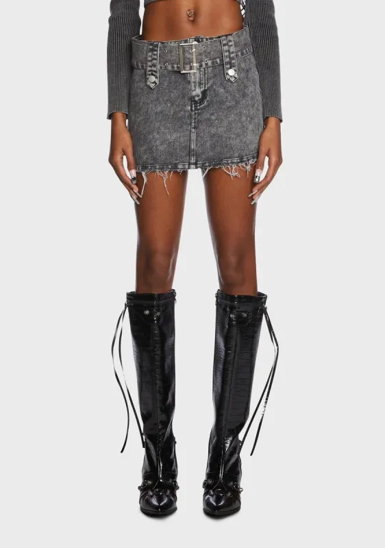 Street Savvy Denim Skirt sold by Dolls Kill