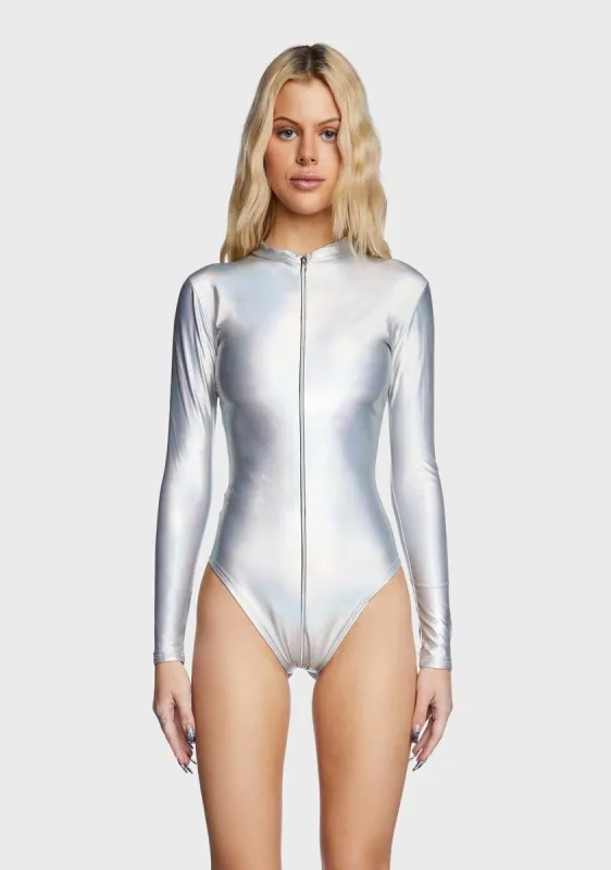 Potent Light Metallic Bodysuit sold by Dolls Kill
