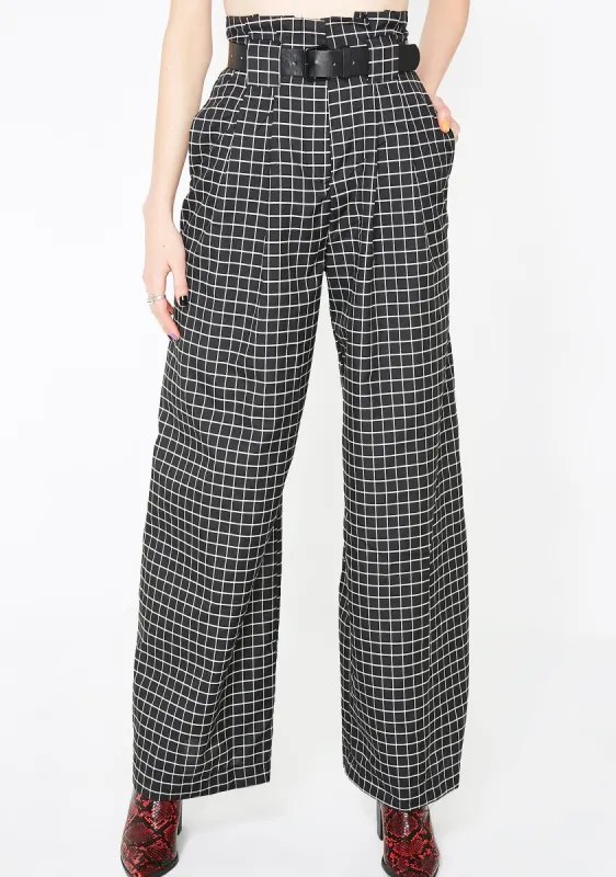 Grid Lock Belted Pants sold by Dolls Kill