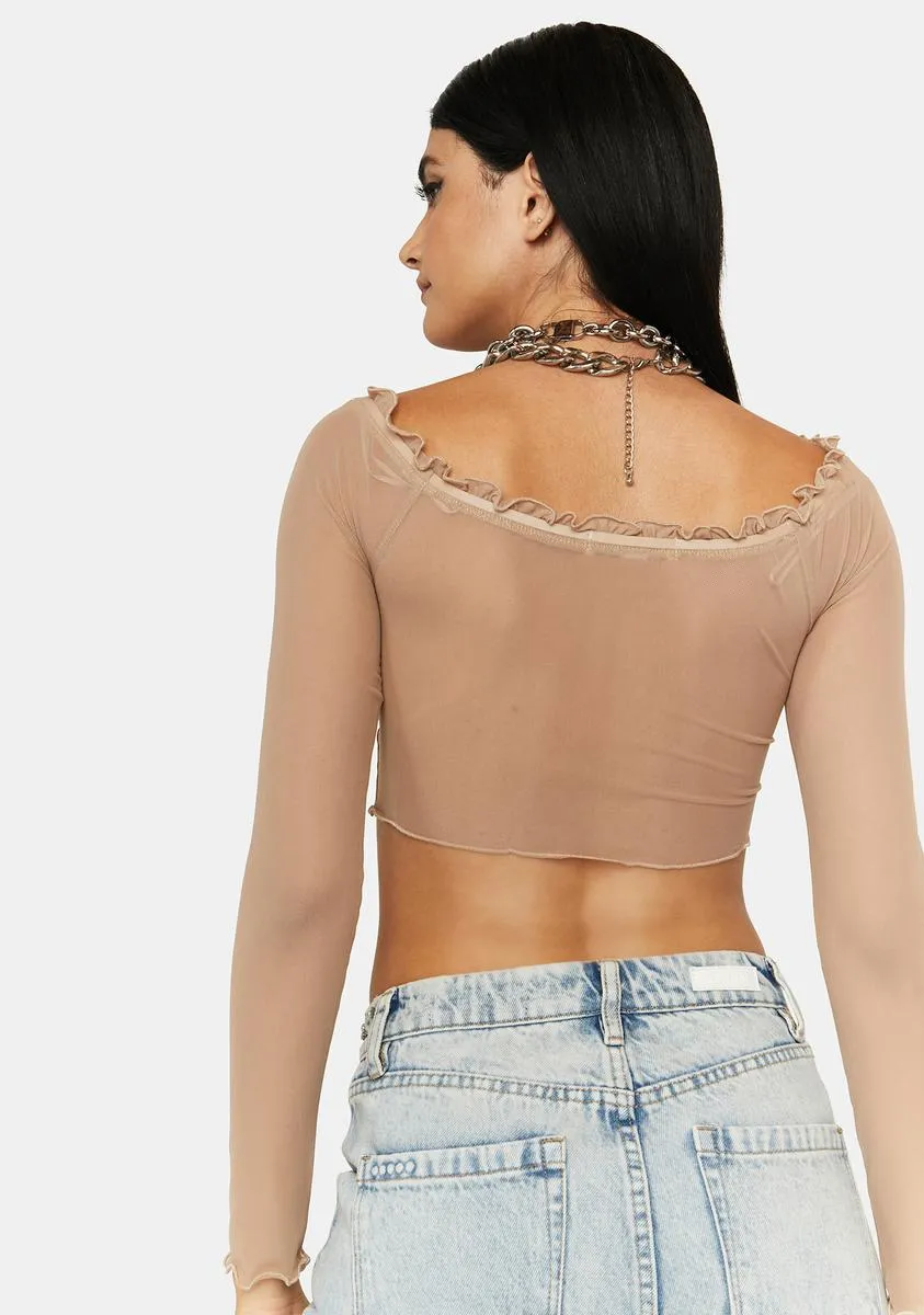 Nude Little Temptations Sheer Crop Top sold by Dolls Kill product image thumbnail 4