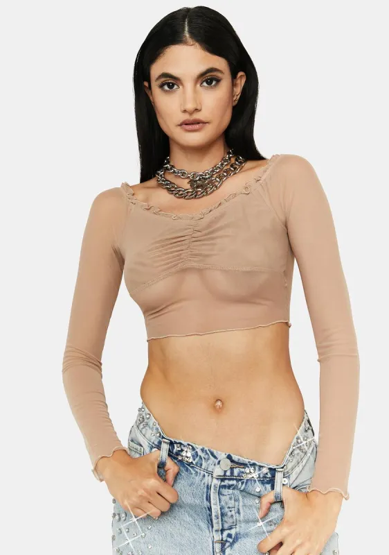 Nude Little Temptations Sheer Crop Top sold by Dolls Kill