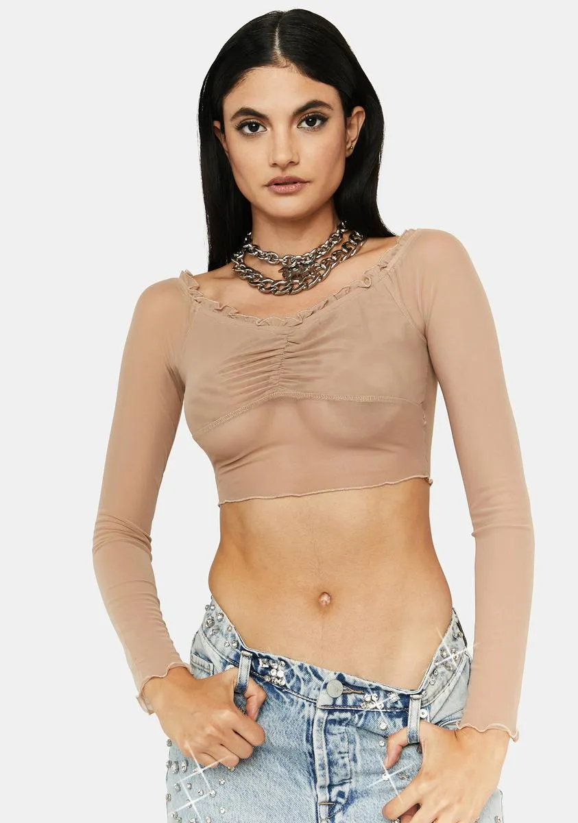 Nude Little Temptations Sheer Crop Top sold by Dolls Kill