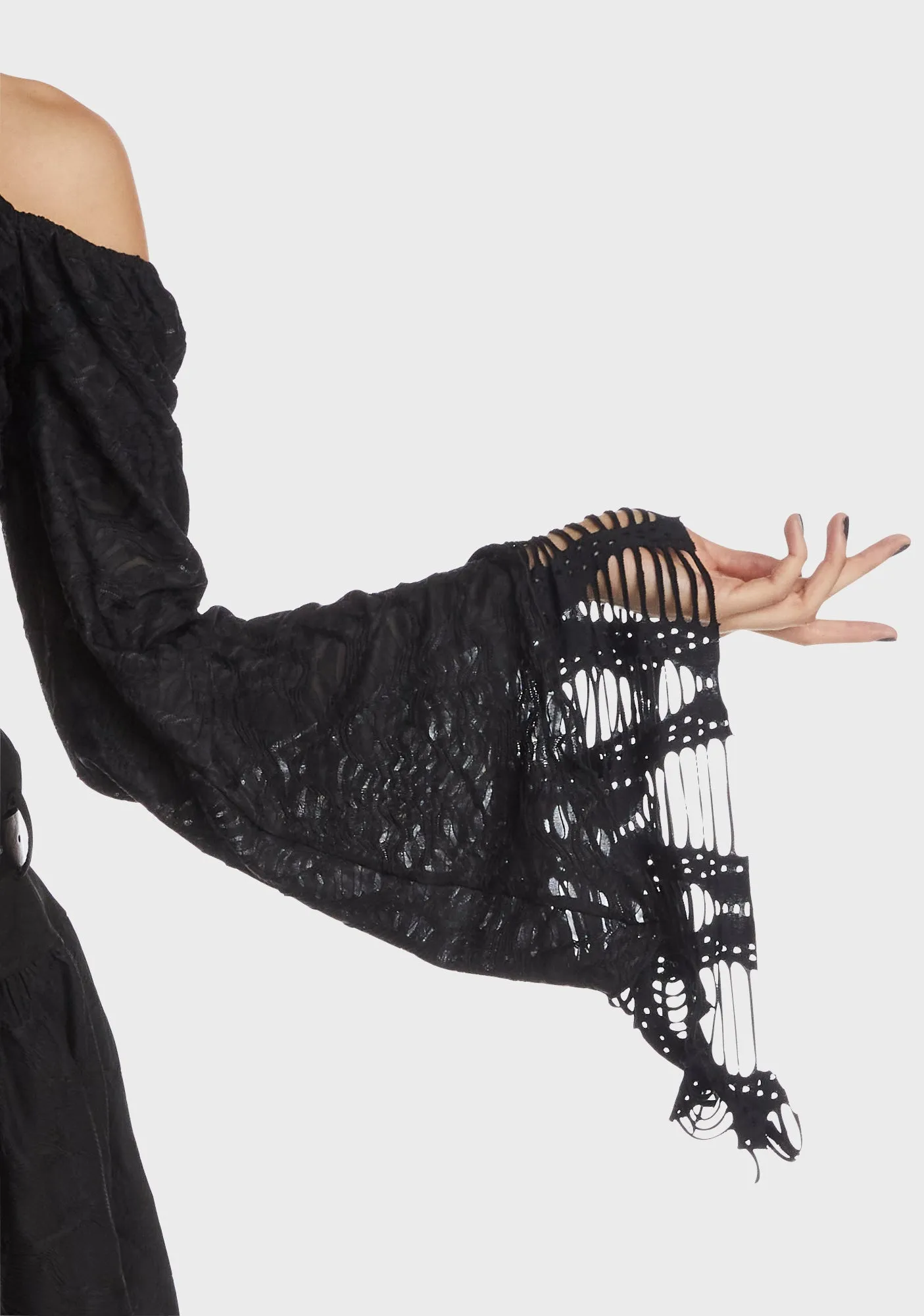 Gothic Bell Sleeves Crop Top sold by Dolls Kill product image thumbnail 2