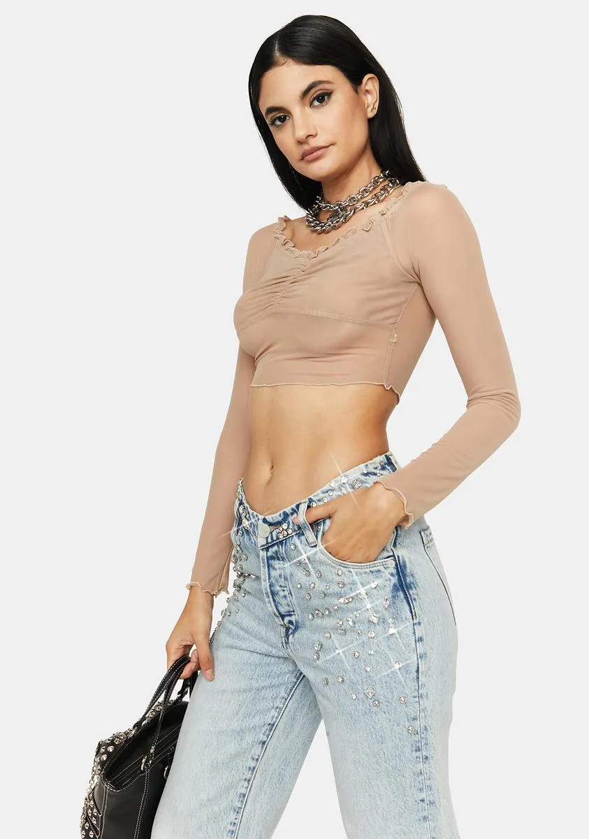 Nude Little Temptations Sheer Crop Top sold by Dolls Kill product image thumbnail 2