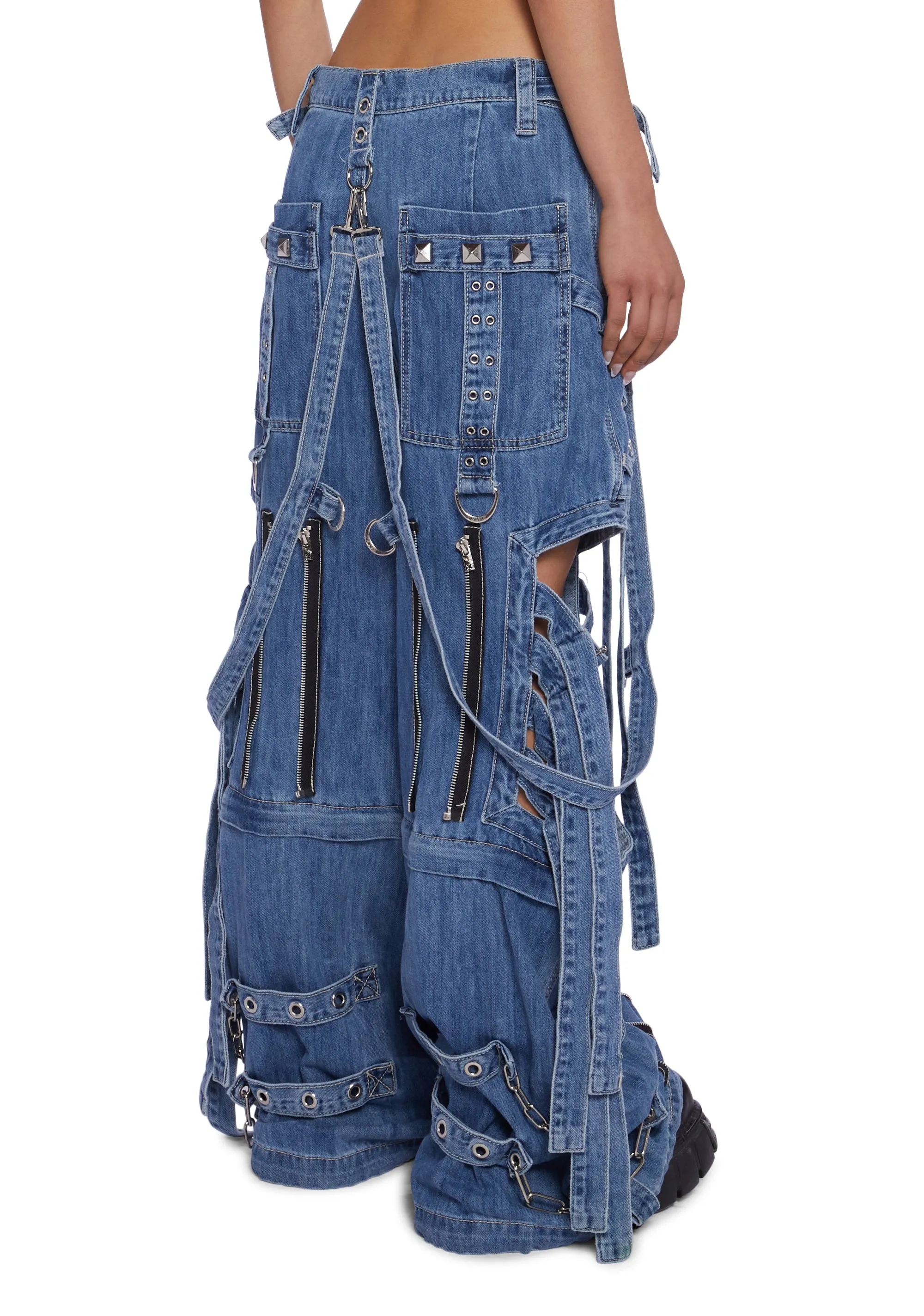 Super Cut Out Wide Leg Pants - Blue sold by Dolls Kill product image thumbnail 2