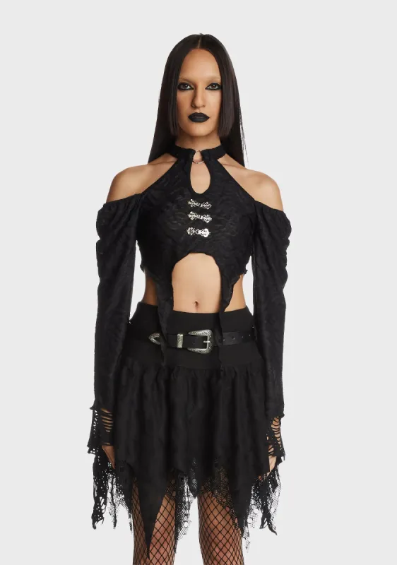 Gothic Bell Sleeves Crop Top sold by Dolls Kill