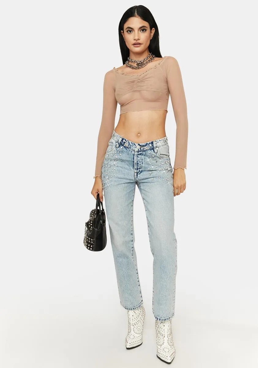 Nude Little Temptations Sheer Crop Top sold by Dolls Kill product image thumbnail 3