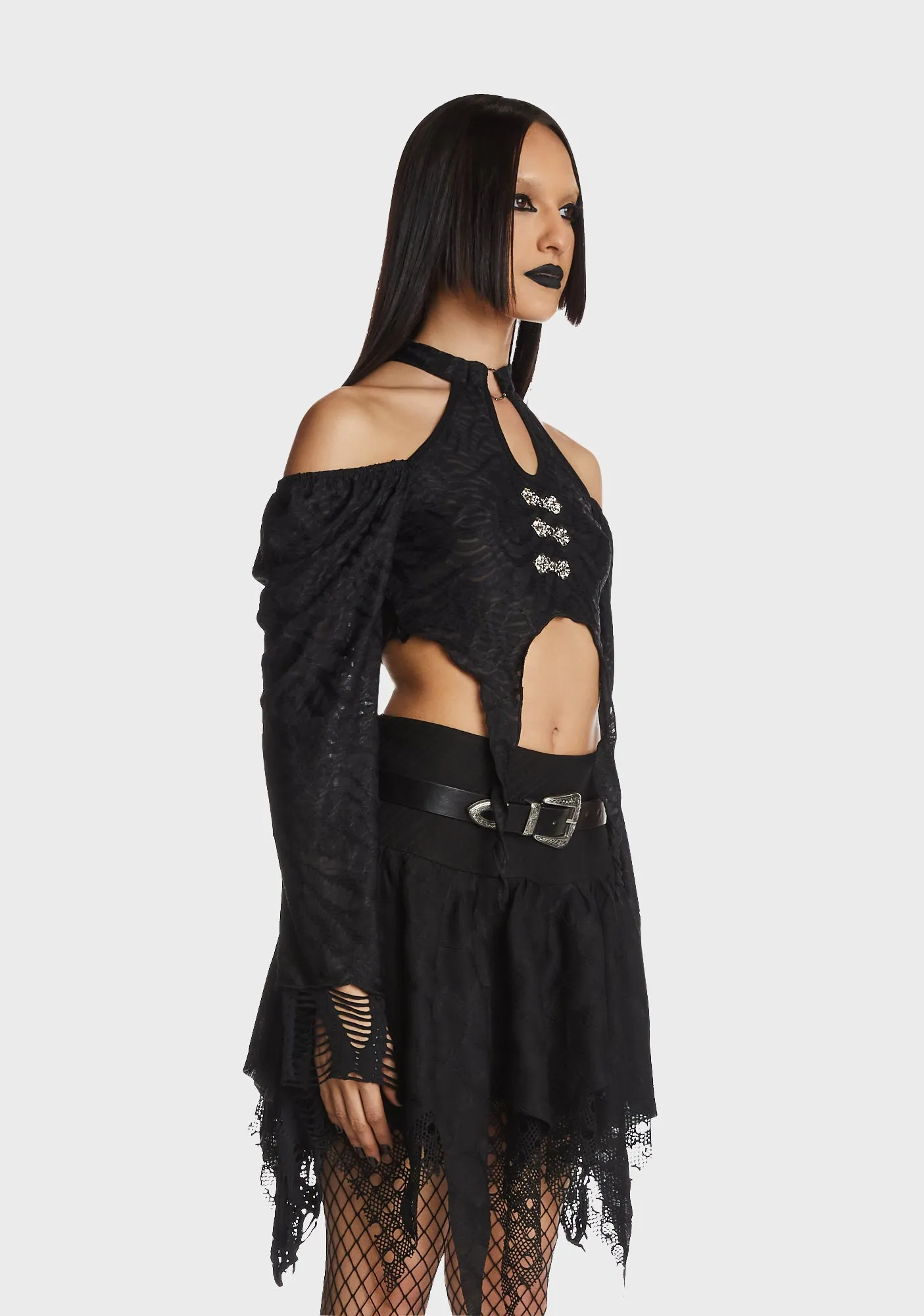 Gothic Bell Sleeves Crop Top sold by Dolls Kill product image thumbnail 4
