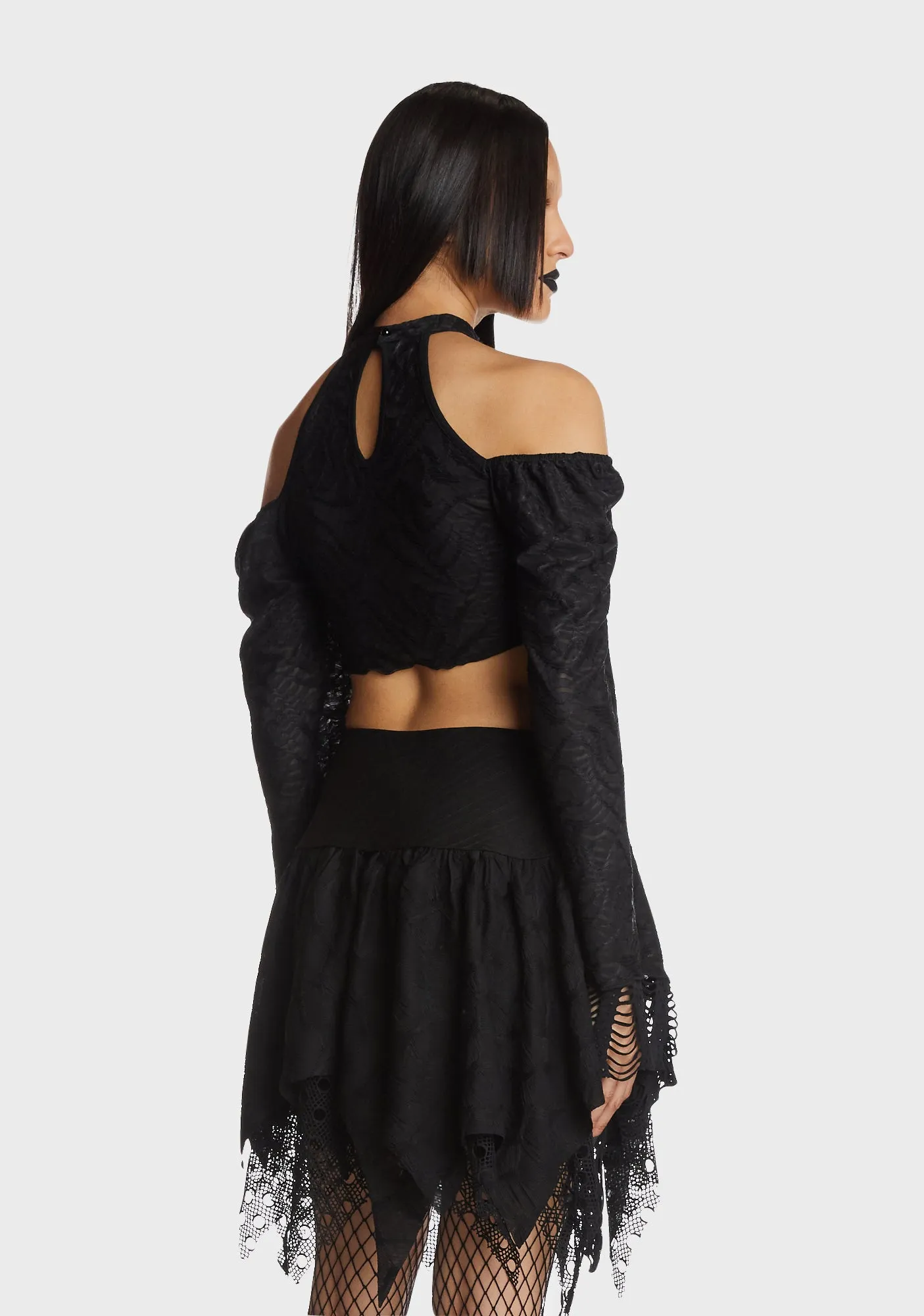 Gothic Bell Sleeves Crop Top sold by Dolls Kill product image thumbnail 3