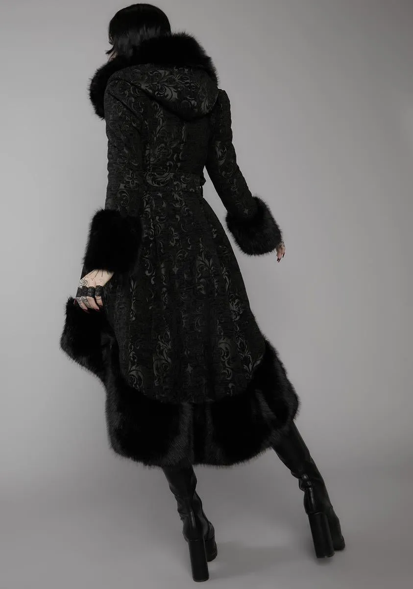 Haunted Hills Brocade High-Low Coat sold by Dolls Kill product image thumbnail 4