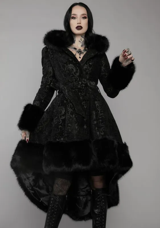 Haunted Hills Brocade High-Low Coat sold by Dolls Kill