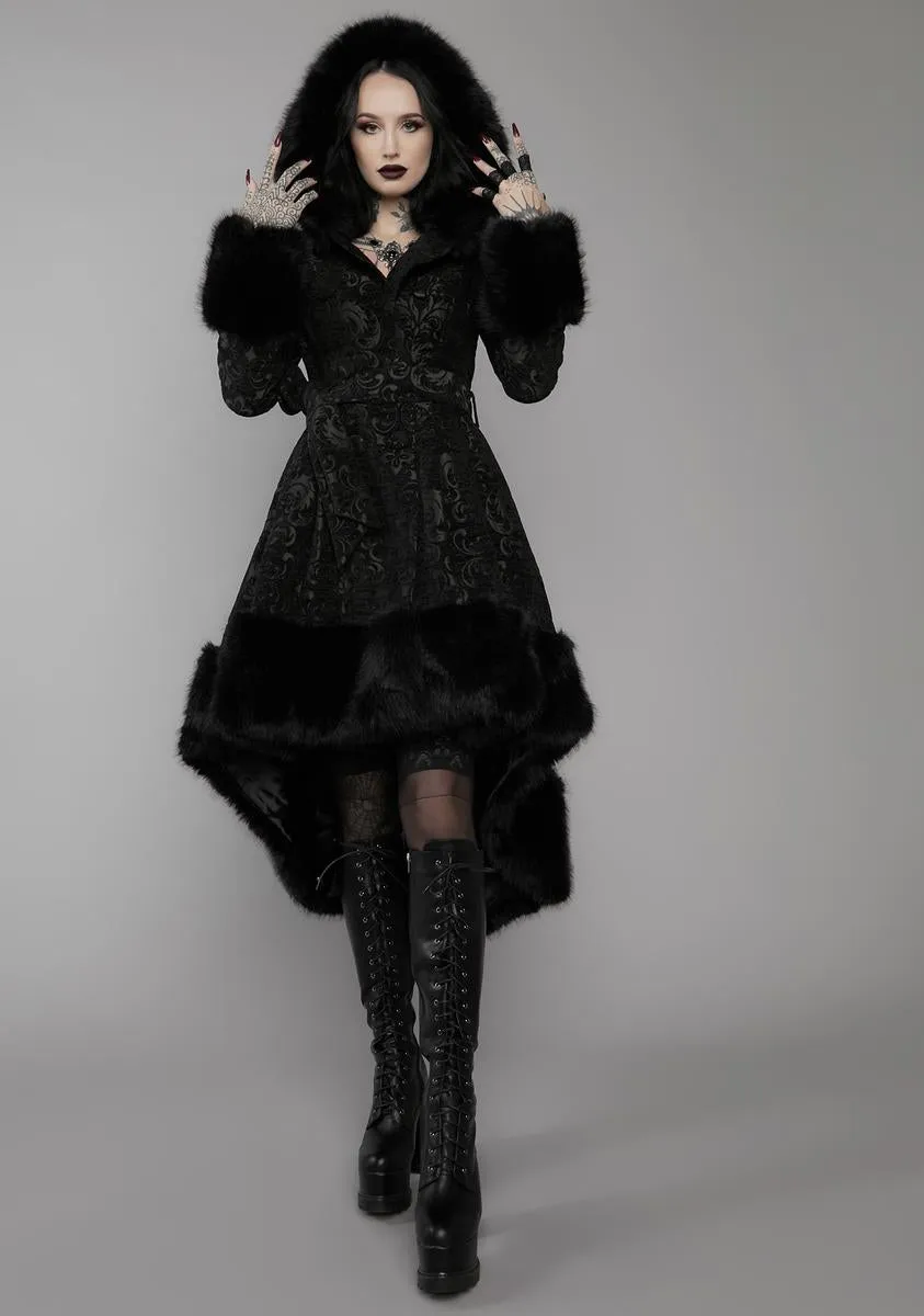 Haunted Hills Brocade High-Low Coat sold by Dolls Kill product image thumbnail 3