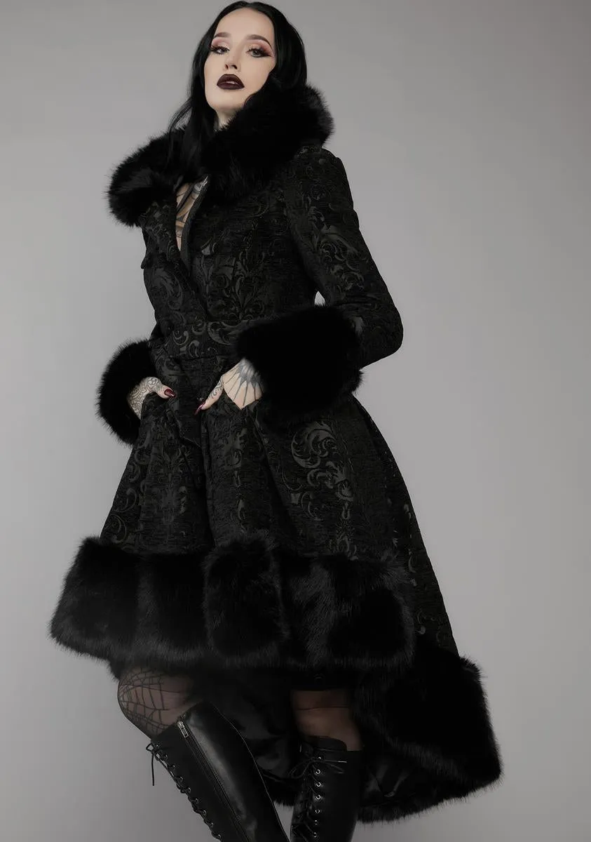 Haunted Hills Brocade High-Low Coat sold by Dolls Kill product image thumbnail 2