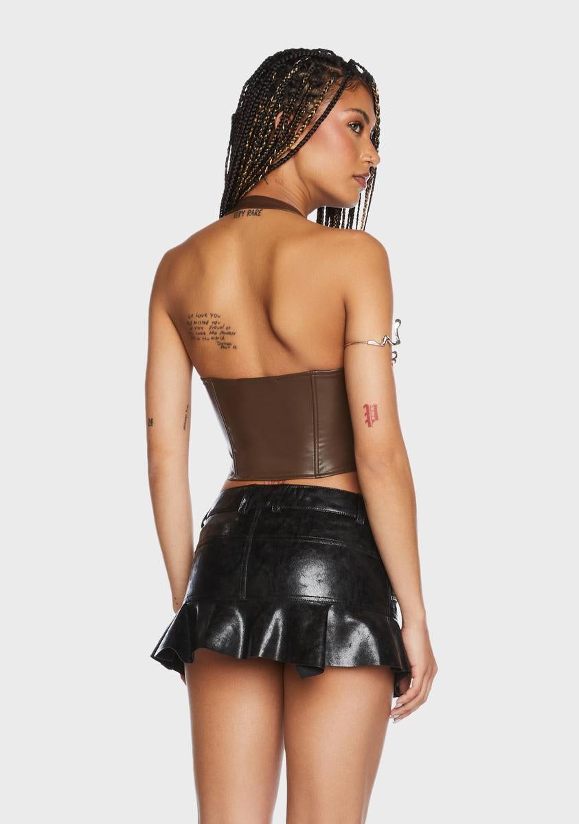 Mocha What You've Got Vegan Leather Top sold by Dolls Kill product image thumbnail 4