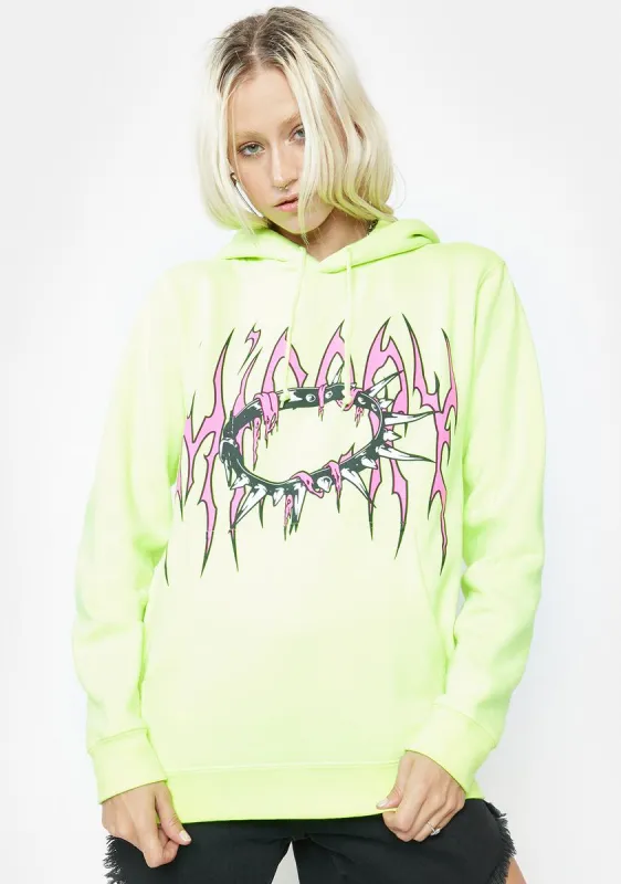 Spiked Choker Hoodie sold by Dolls Kill