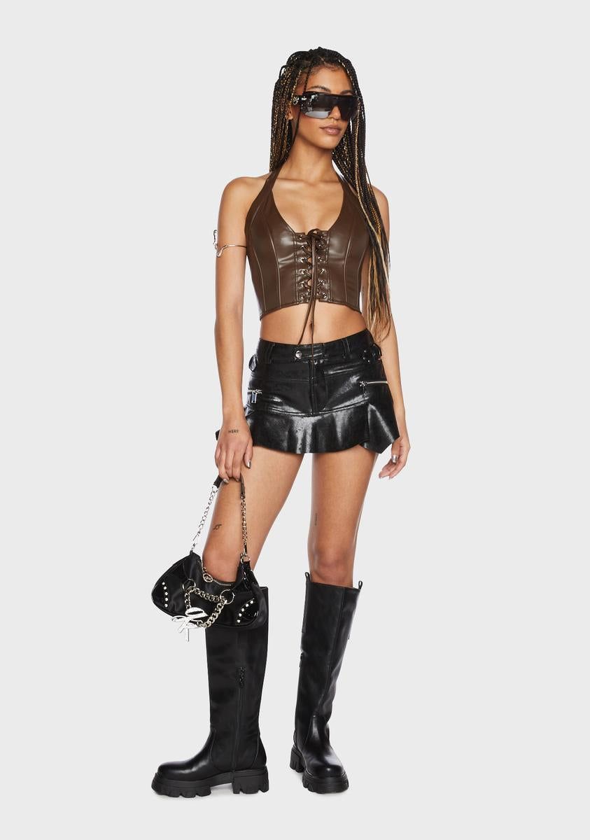 Mocha What You've Got Vegan Leather Top sold by Dolls Kill product image thumbnail 5