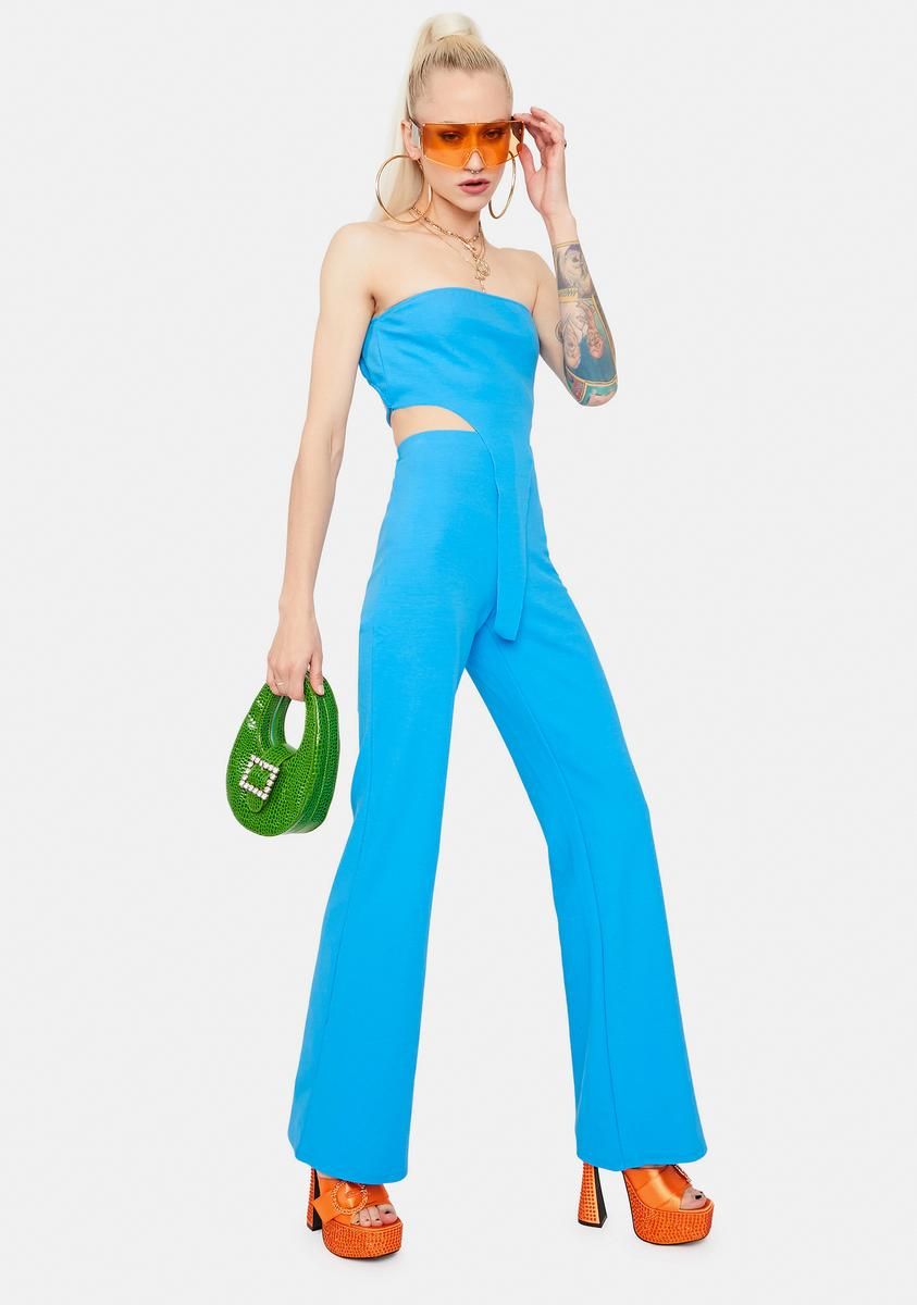 Azure Hittin' Goals Crop Top & Flares Set sold by Dolls Kill product image thumbnail 2