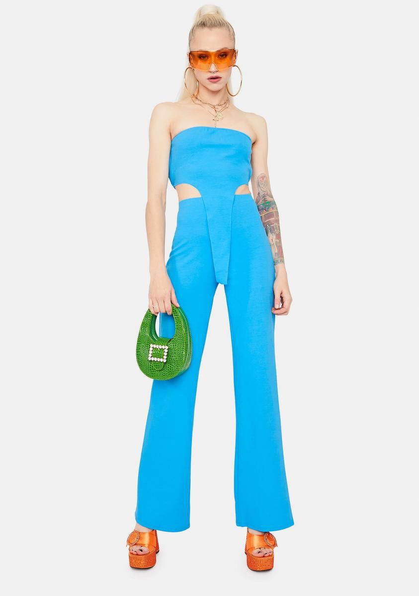 Azure Hittin' Goals Crop Top & Flares Set sold by Dolls Kill product image thumbnail 3