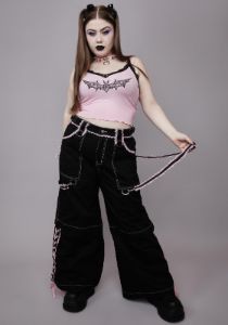 Plus Frilly Power Of Evil Convertible Wide Leg Pants sold by Dolls Kill