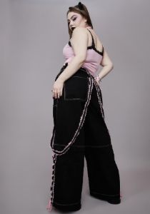 Plus Frilly Power Of Evil Convertible Wide Leg Pants sold by Dolls Kill