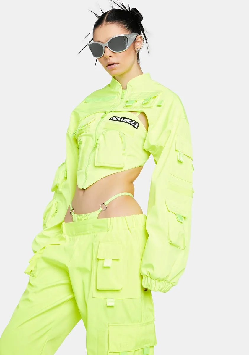 Neon Yellow Bomber Choker Jacket sold by Dolls Kill product image thumbnail 2