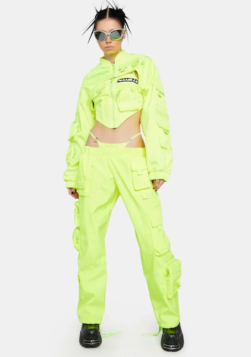 Neon Yellow Bomber Choker Jacket sold by Dolls Kill product image thumbnail 3