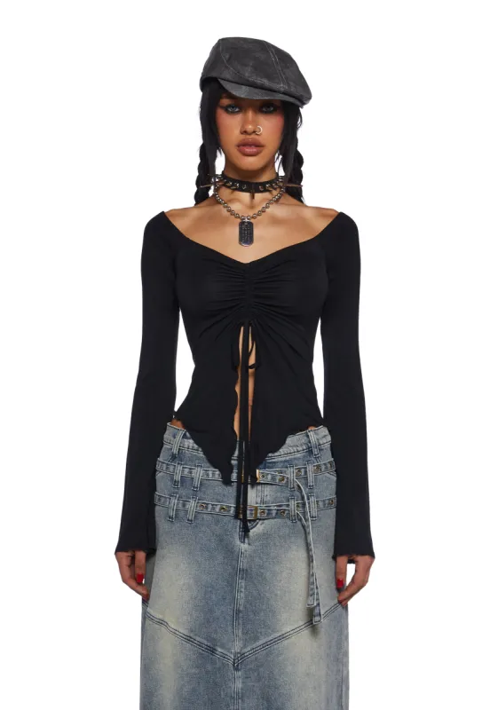 Call It Dreaming Long Sleeve Top - Black sold by Dolls Kill