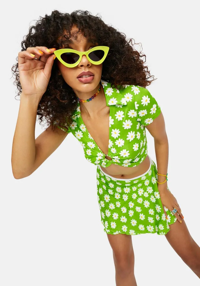 Used To Know Ya Daisy Print O-Ring Crop Top sold by Dolls Kill