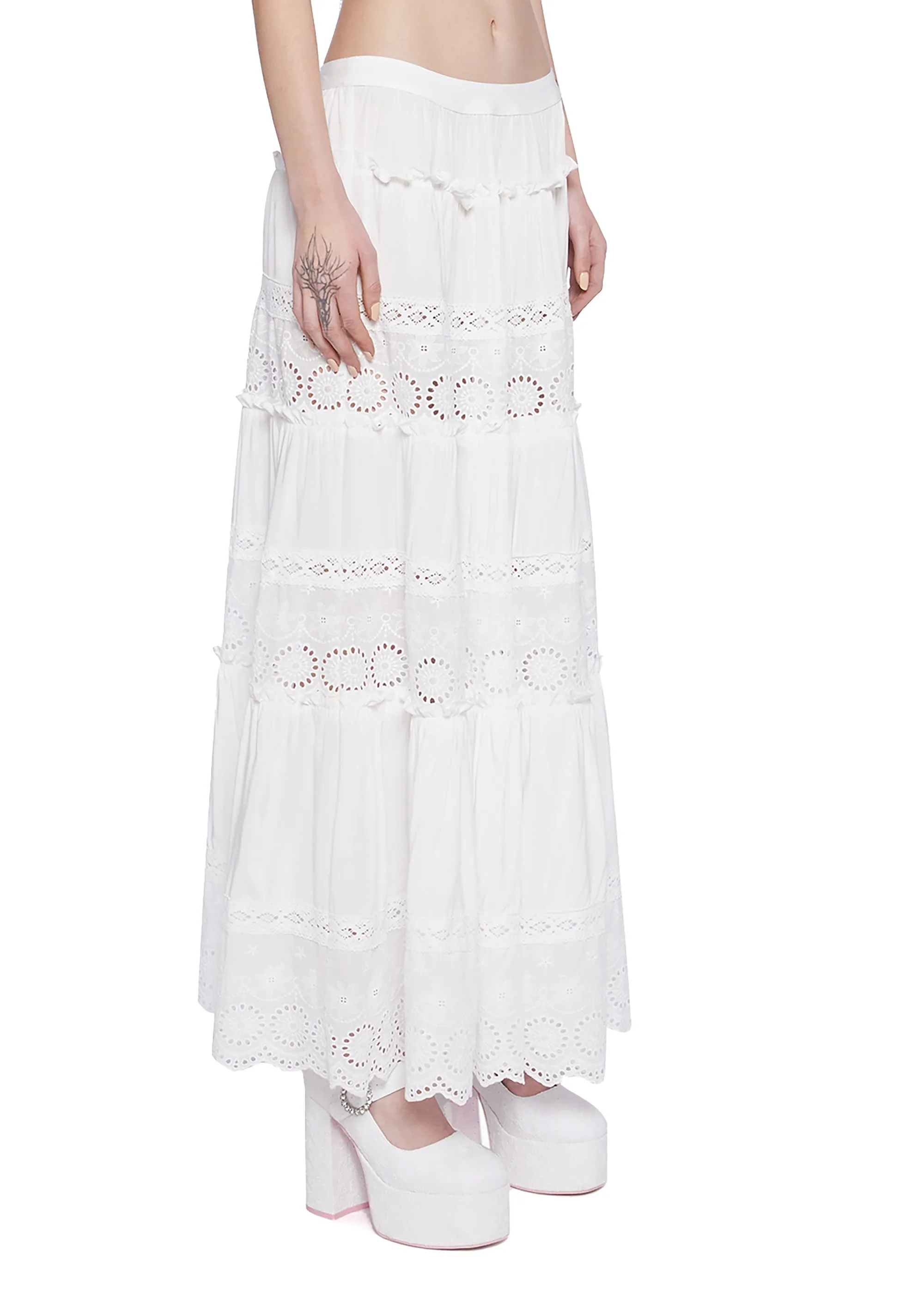 Forest Whimsy Eyelet Maxi Skirt sold by Dolls Kill product image thumbnail 3