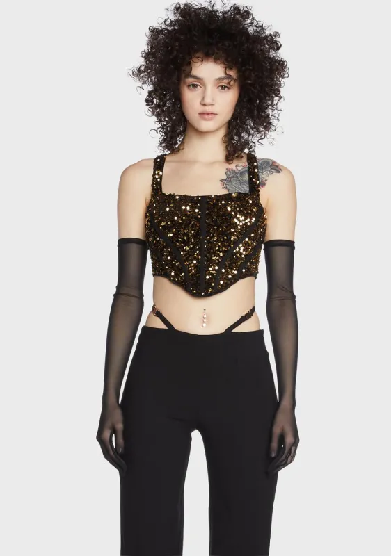 Gold Sequin Corset Glove Top sold by Dolls Kill