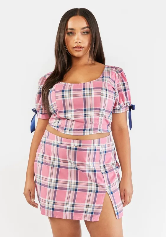 Plus French Exchange Plaid Mini Skirt sold by Dolls Kill