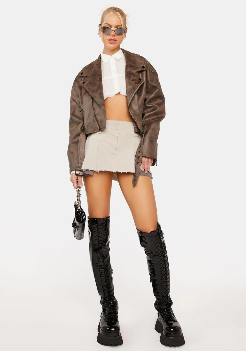 Chocolate Staten Island Moto Jacket sold by Dolls Kill product image thumbnail 3