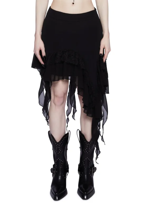 Hardest Of Hearts Midi Skirt - Black sold by Dolls Kill