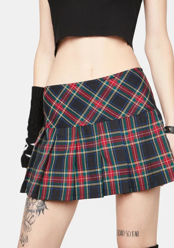 Pleated Plaid Mini Skirt sold by Dolls Kill