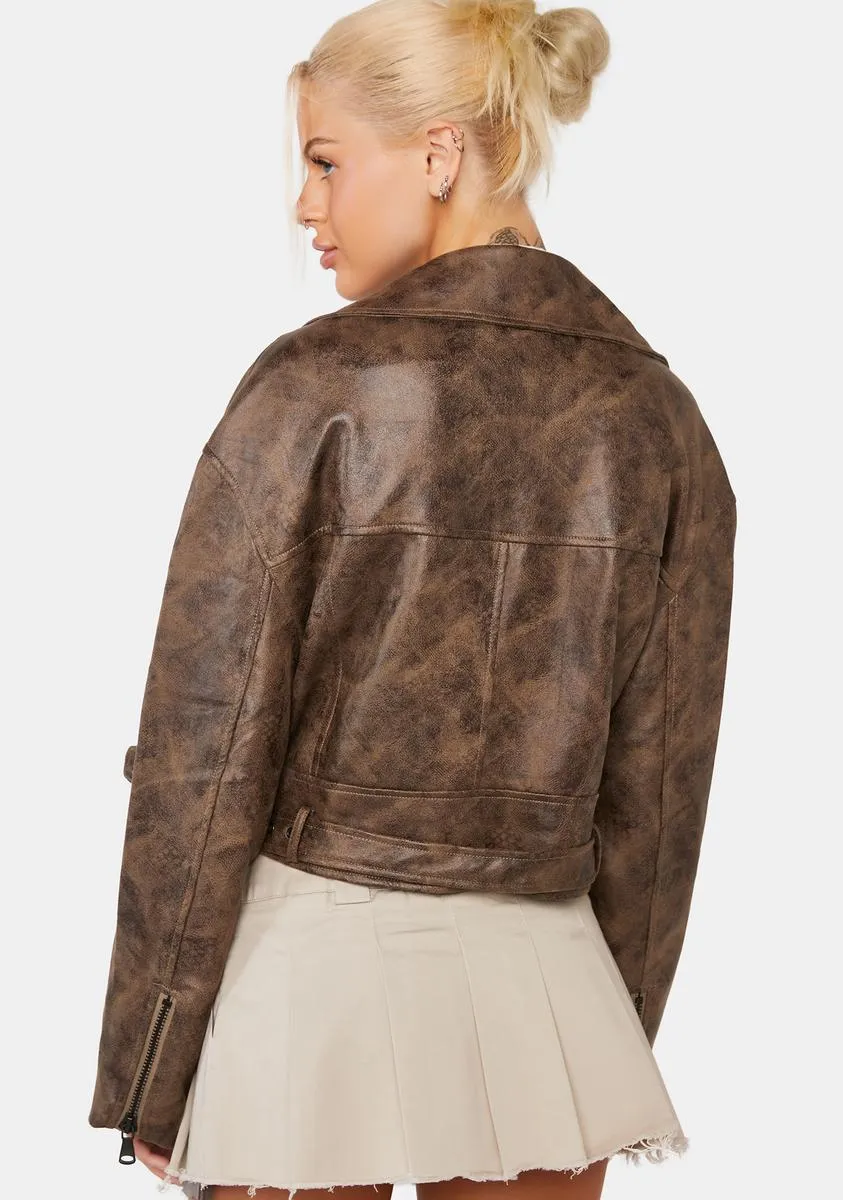 Chocolate Staten Island Moto Jacket sold by Dolls Kill product image thumbnail 4