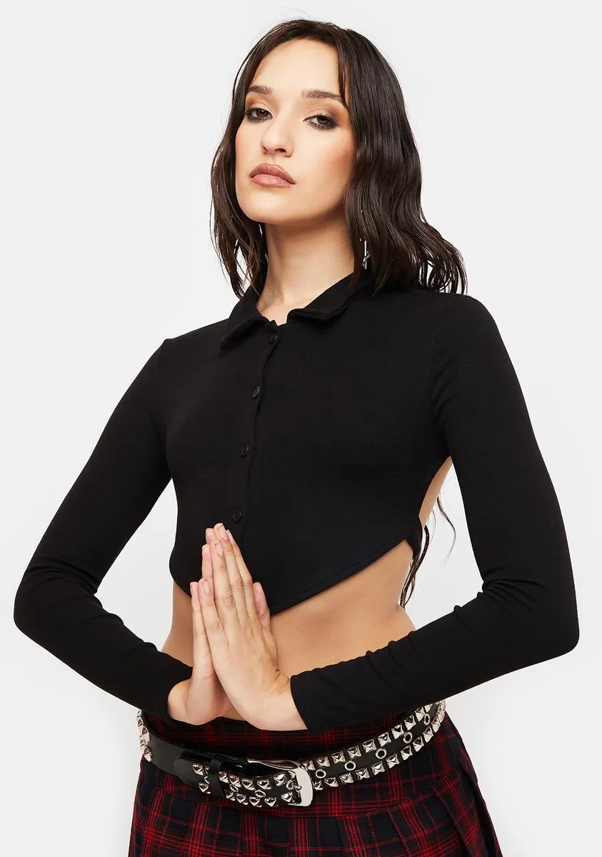 Dark Chat Me Back Crop Top sold by Dolls Kill product image thumbnail 3