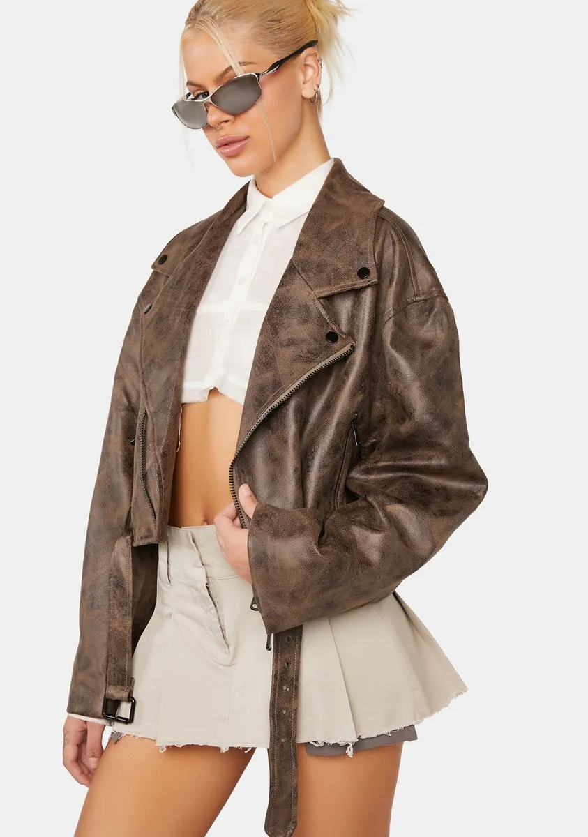 Chocolate Staten Island Moto Jacket sold by Dolls Kill product image thumbnail 2
